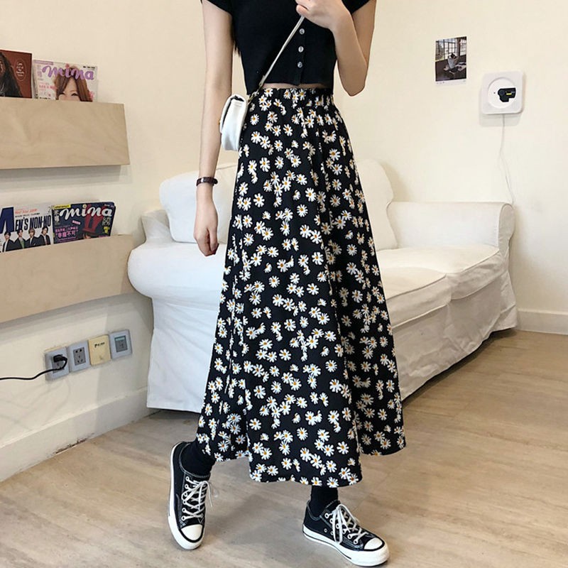 daisy print maxi skirt