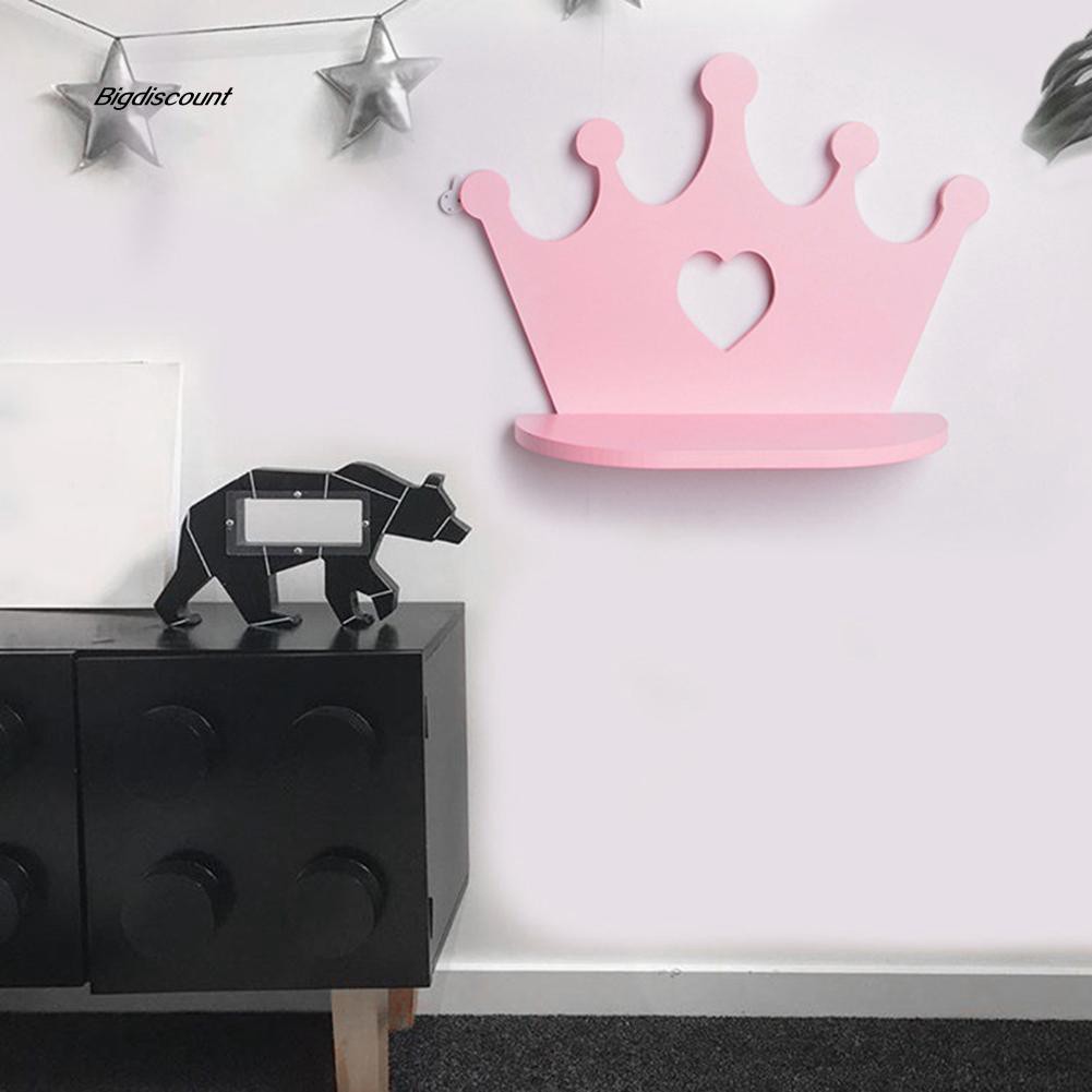 Cute Pink Crown Storage Shelf Rack Holder Support Organizer Board