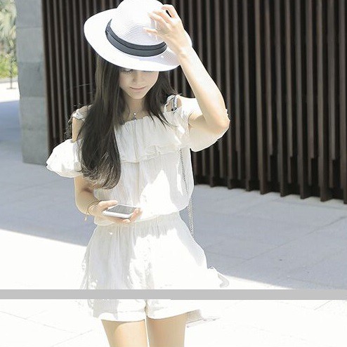 S173 - Korean Fashion Off-Shoulder Summer Jumpsuit (Free Size)