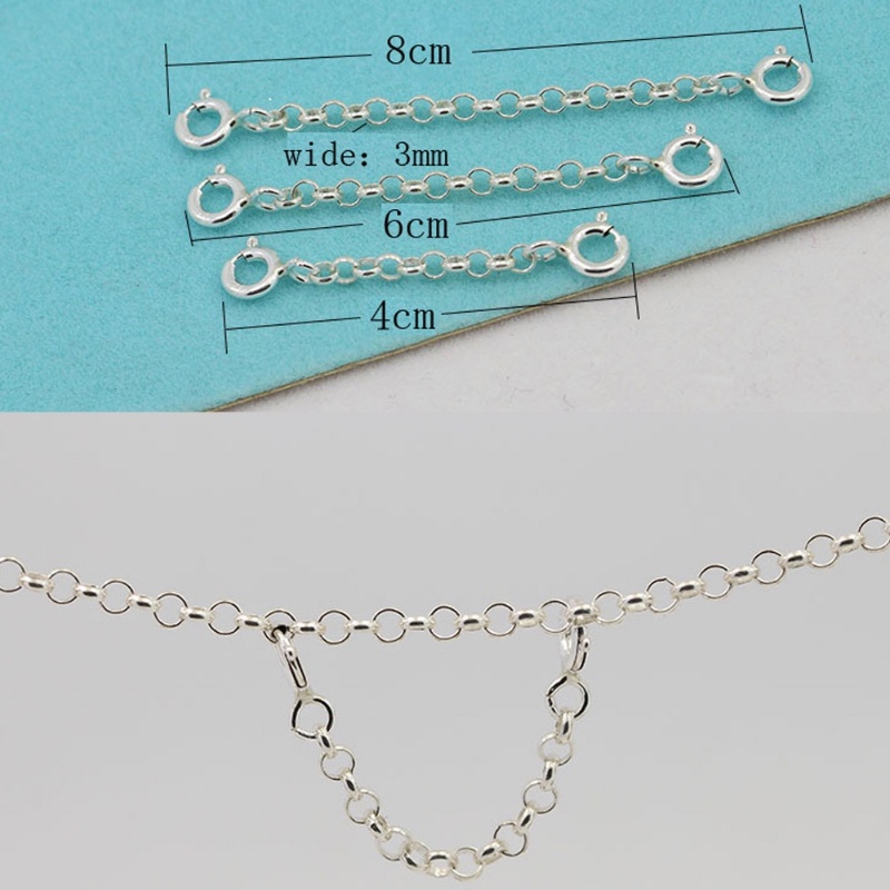 2 Spring buckles 925 Sterling Silver Safety Chain Necklace Extension Chain Bracelet Accessories Chain Tails Jewelry