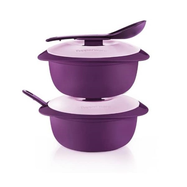 Tupperware Purple Royale Round Server with Serving Spoon 1.6L -  2pcs