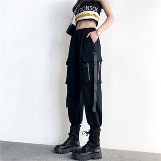 korean black cargo pants