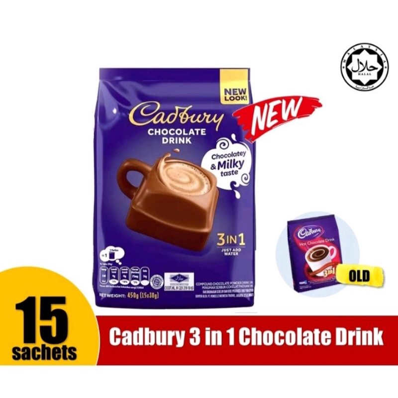 Cadbury 3 In 1 Hot Chocolate Drinkreal Cocoa 15sx30g Shopee Malaysia