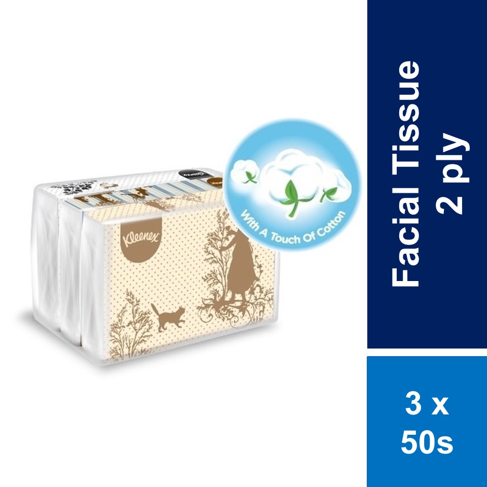 [Bundle of 3] Kleenex Facial Tissue Soft Pack Vintage Design - 2PLY 50's