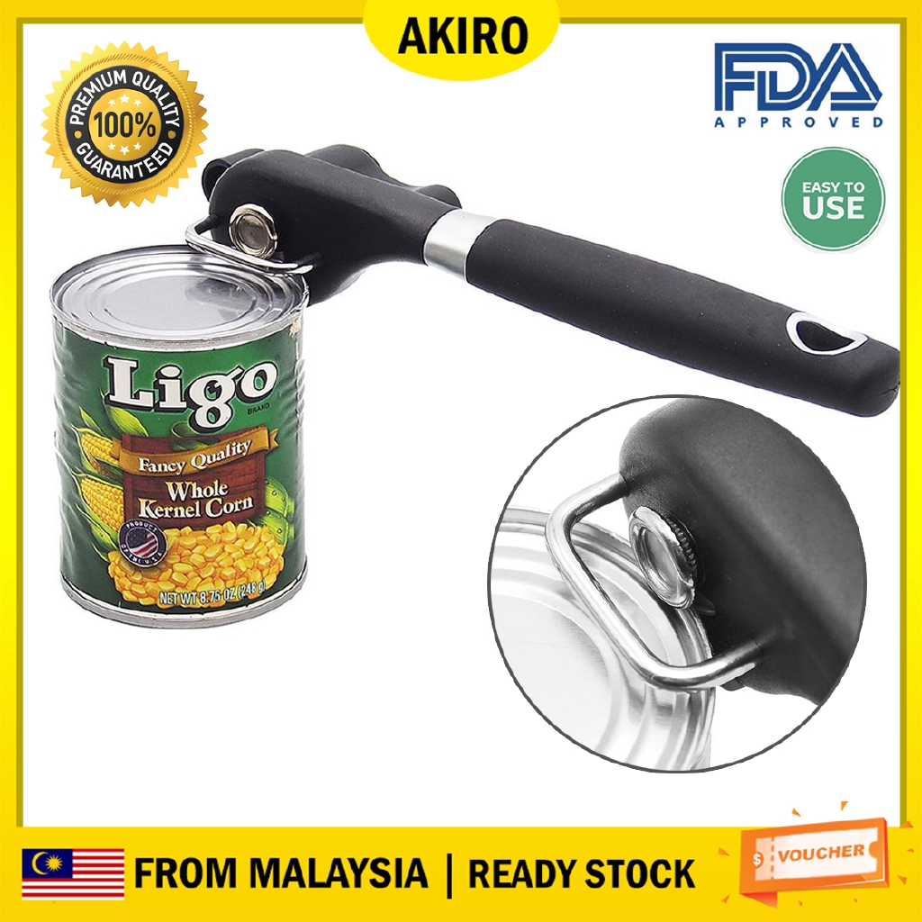 AKIRO Stainless Steel Manual Can Jar Opener Ergonomic Anti Slip Handle Design