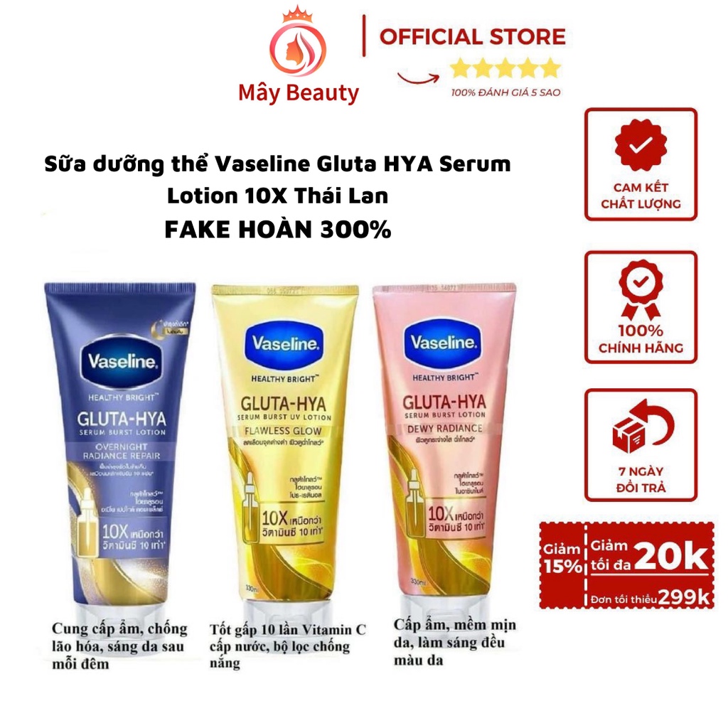 (Genuine) Vaseline Gluta HYA Serum Lotion 10X Thailand Day And Night ...