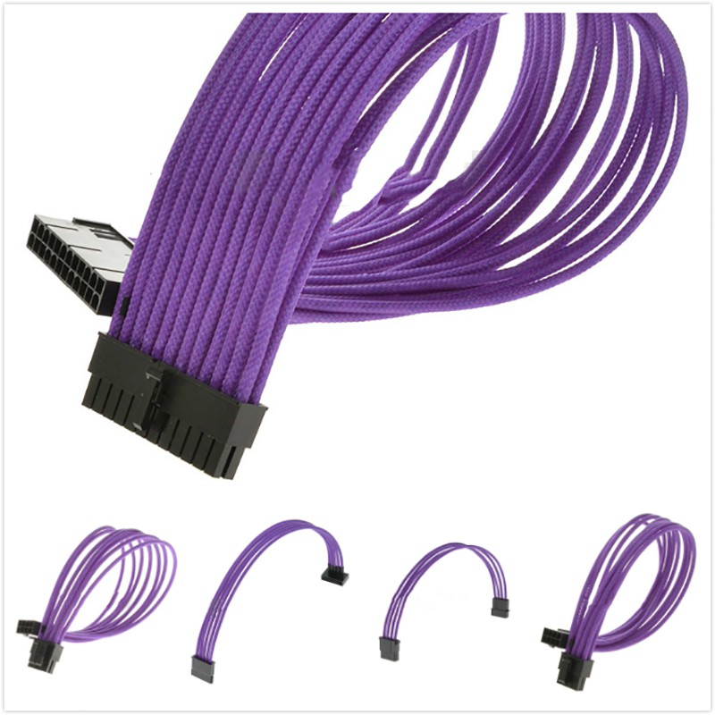 sleeved cable extension purple psu extension cable cpu gpu8pin cords