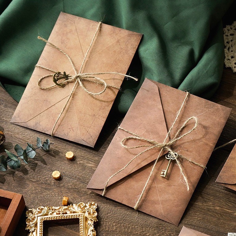2 Pcs Retro Kraft Envelope Letter Paper Set Envelope Paper with Hemp