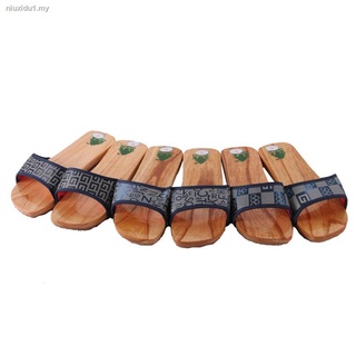 ﹍▨Guisen flat wooden clogs shoes for men and women couple shoes summer one-word wooden slippers wooden clogs