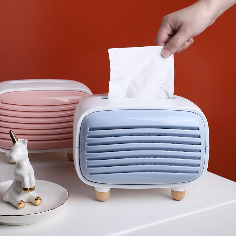 Radio Facial Tissue Box Napkin Holder Organizer Paper Towel Dispenser Container 
