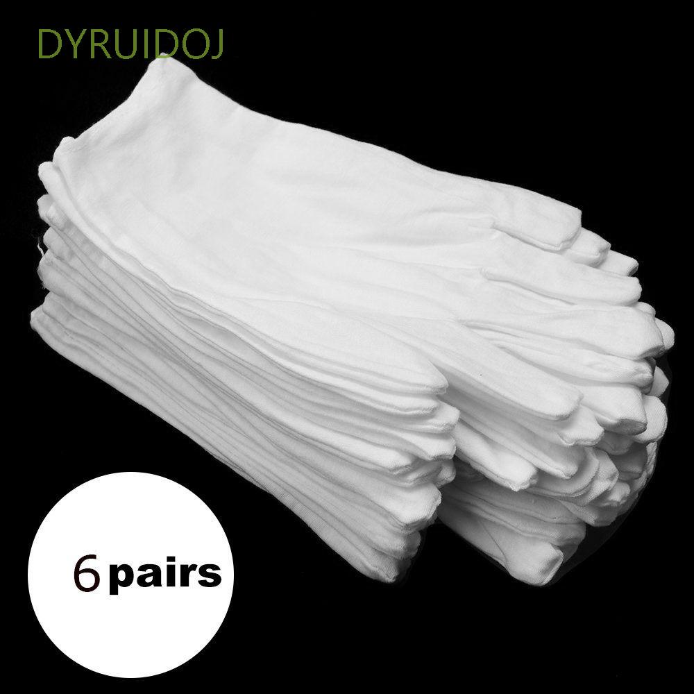 DYRUIDOJ 6Pair Cotton Gloves Men Women High Stretch Gloves Working Gloves Sweat-proof Performance Show Lightweight Medium Thick Coin Jewelry Anti-fingerprint for Inspection Work