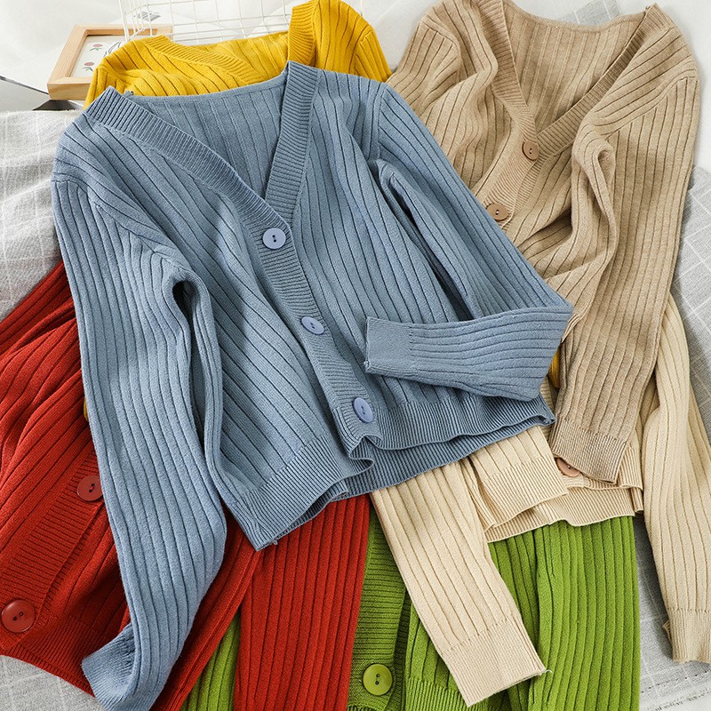 WCOW003 Women V neck Cardigan Knitted Top Baju Perempuan WCOW003 Women V neck Cardigan Knitted Top Baju Perempuan