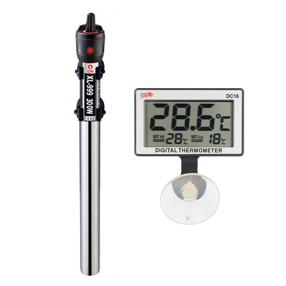 Stainless Steel Aquarium Heater with LCD Digital Thermometer Fish Tank