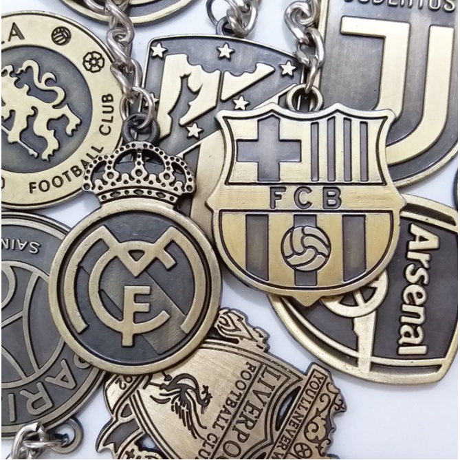 Manchester United Football Team Keychain Souvenir Bronze Liverpool Barcelona Paris Saint-Germain Arsenal NBA National Team Brazil Argentina