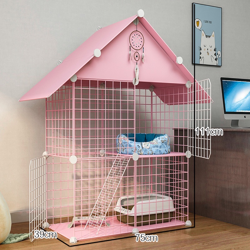 Ready Stock🔥Cat Cage DIY Large Pet House Multi-functional Sleeping Playing  Large Kennel With Roof Sangkar kucing besar