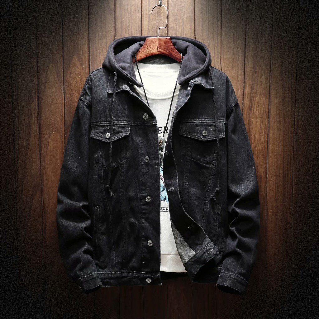 men's jean jackets with hoodie