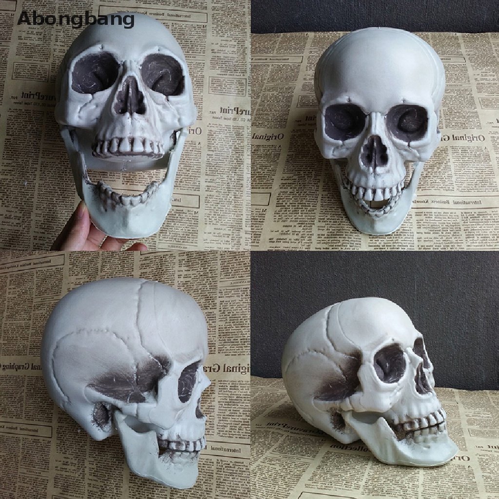 Abongbang/ Halloween Artificial Skull Head Model Skull Bone Scary Horror Skeleton Ornament Popular goods