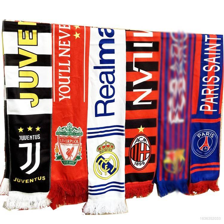 Manchester City Paris Saint-Germain Juventus Inter Milan Liverpool real Madrid football fan scarf waving flag cheering scarf