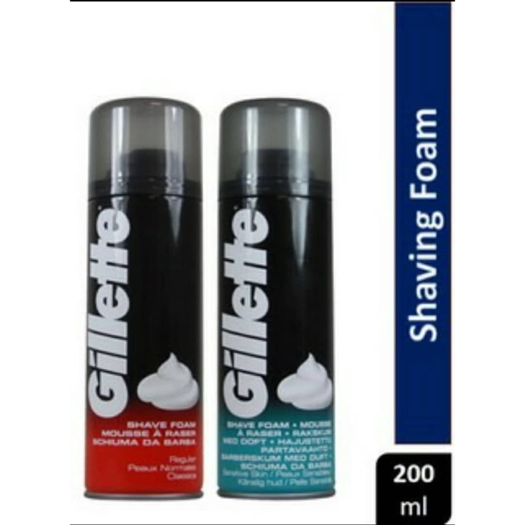 IMPORTED) Gillette 200ml Sensitive and Regular Shaving Foam