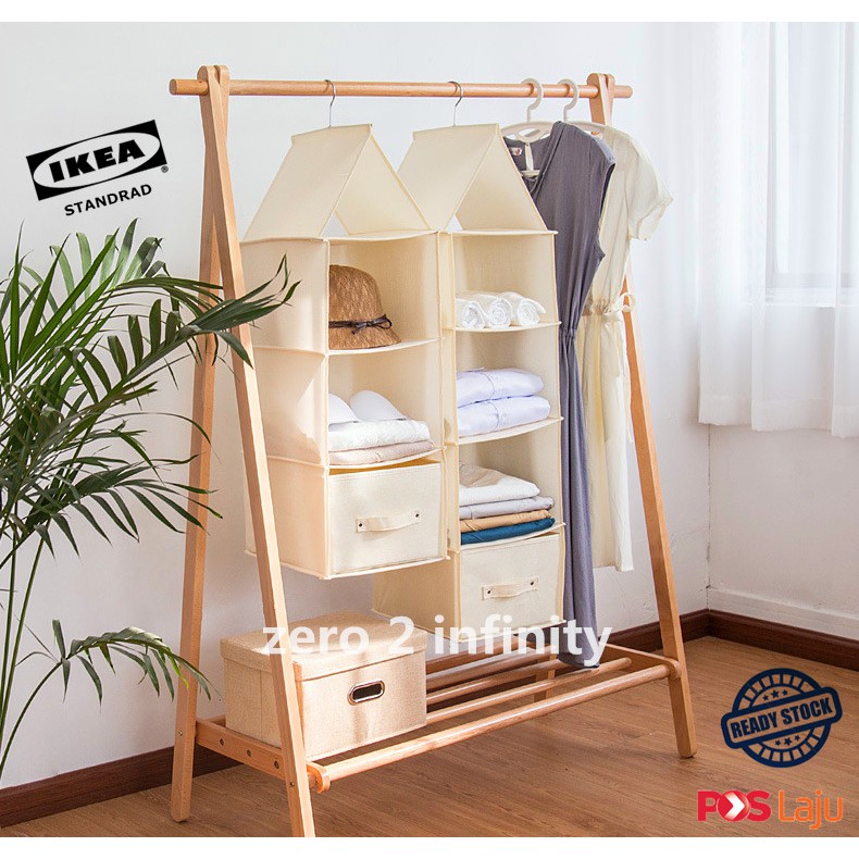 Ikea Standrad Hanging Storage Multilayer Wardrobe Clothing Closet