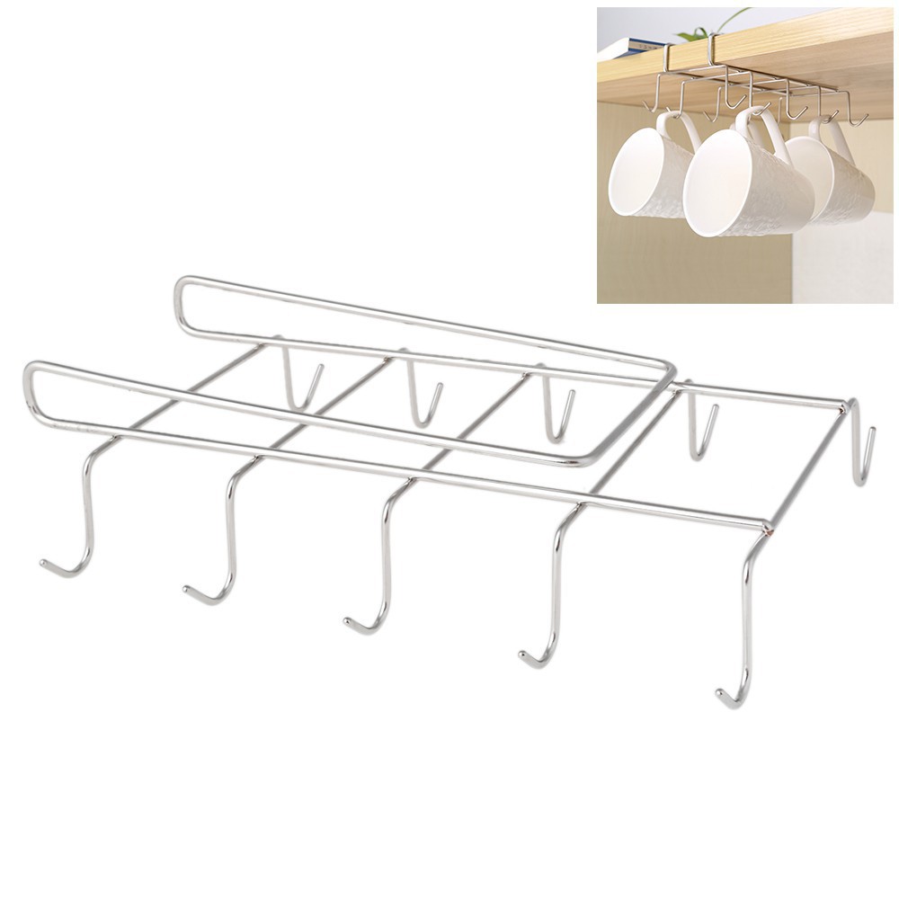 Under Shelf Cup Mug Holder Hanger Coffee Kitchen Storage Rack