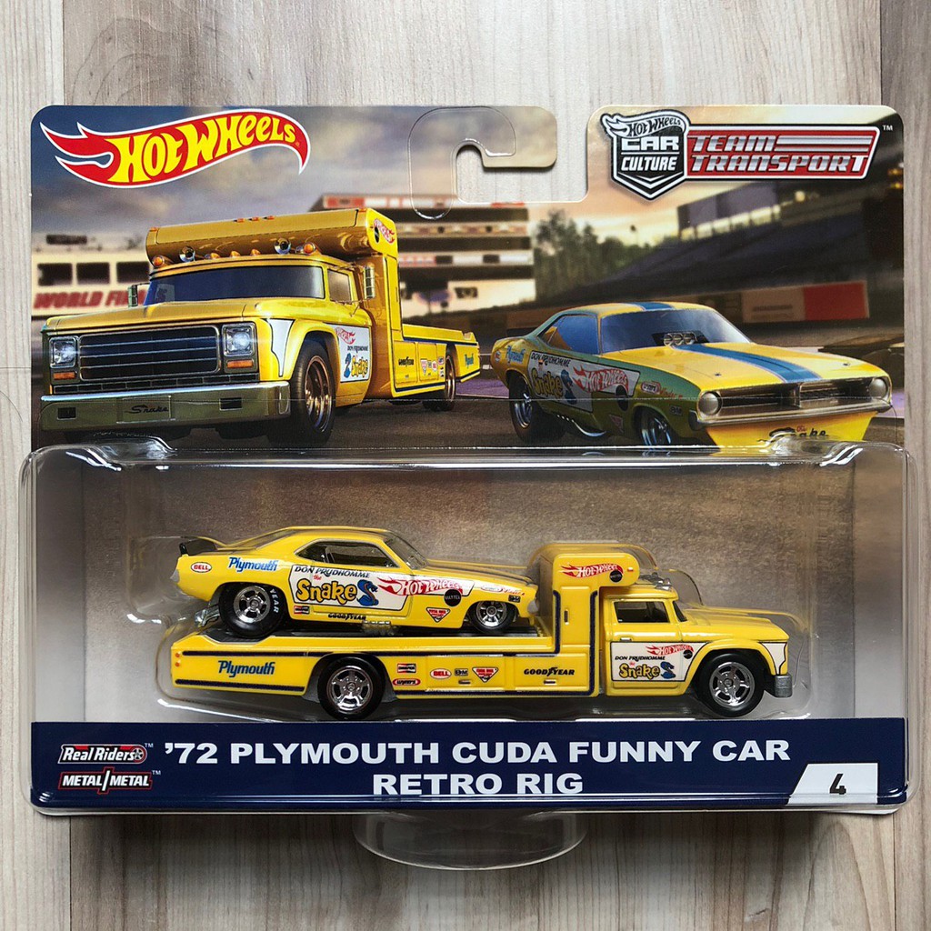 hot wheels 72 plymouth cuda funny car retro rig