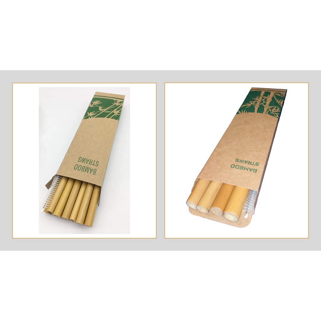 Bamboo Straw with Cleaning Brush Eco-Friendly 100% Natural Bamboo Made Drinking Straw Reusable Biodegradable