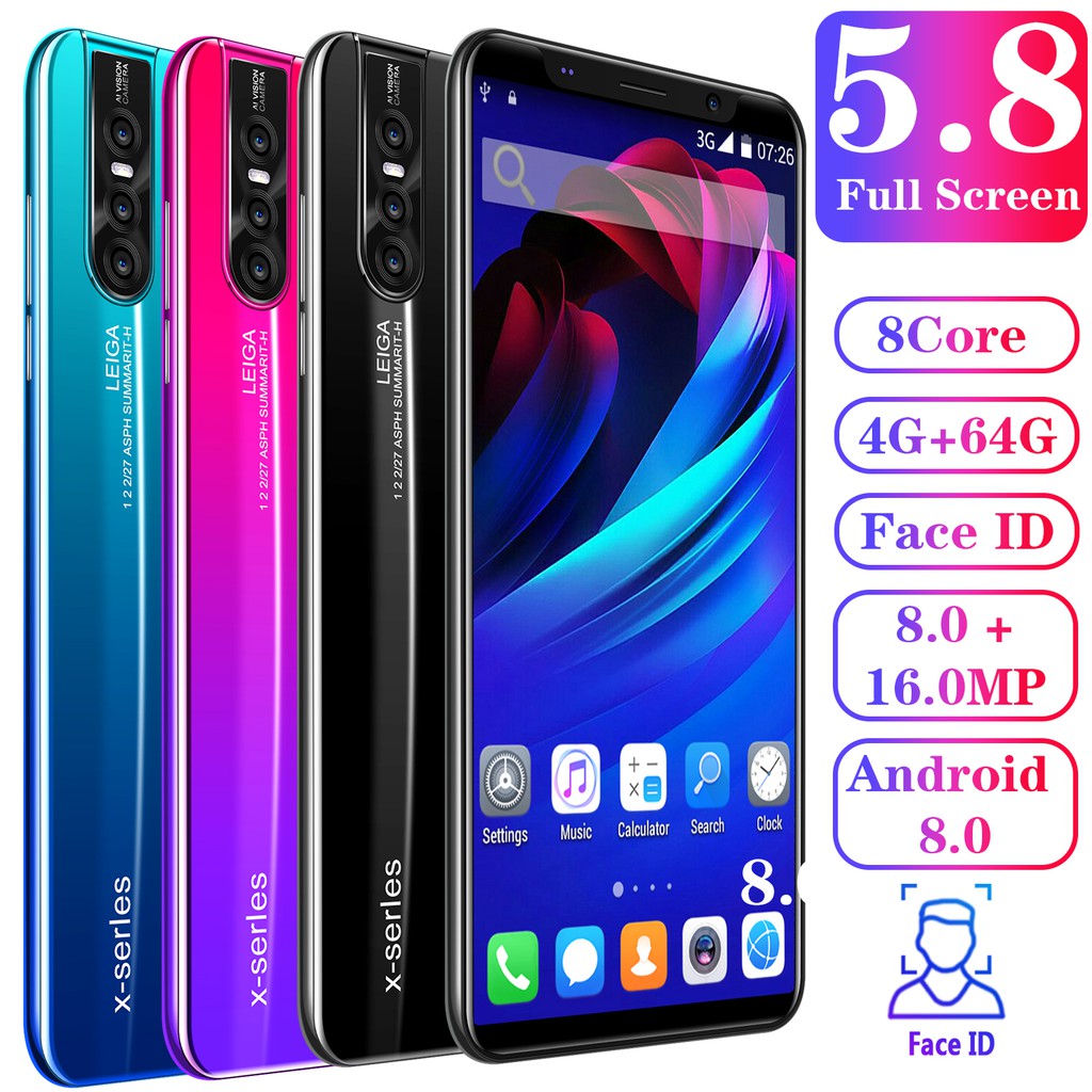 X27 Plus 5 8 Inch Full Screen Android Smartphone 4g 64g 8 Core 4000mah Cellphone Face Id Dual Sim Card Mobile Phone Shopee Malaysia