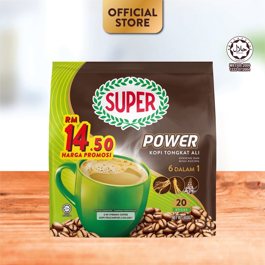 SUPER Power 6in1 Coffee with Tongkat Ali, Ginseng and Misai Kucing, 20 ...