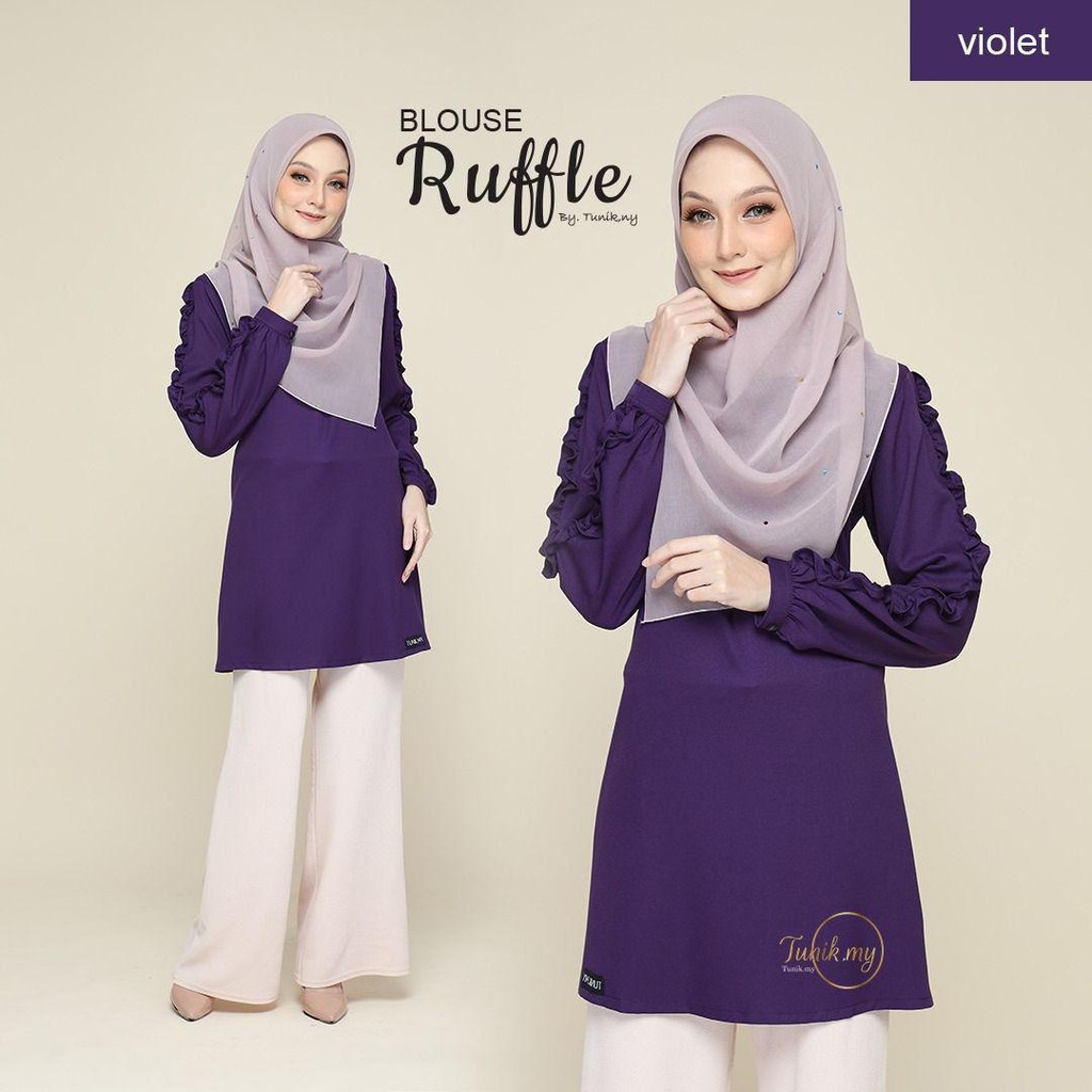  BAJU  MUSLIMAH  BLOUSE  RUFFLE KEPOK KEPOK Shopee  Malaysia