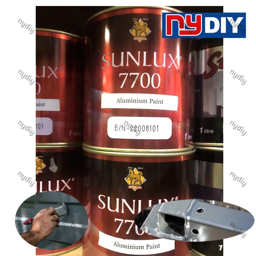 1L Sunlux 7700 Aluminium Paint Cat Besi Kayu Undercoat Gloss Shopee
