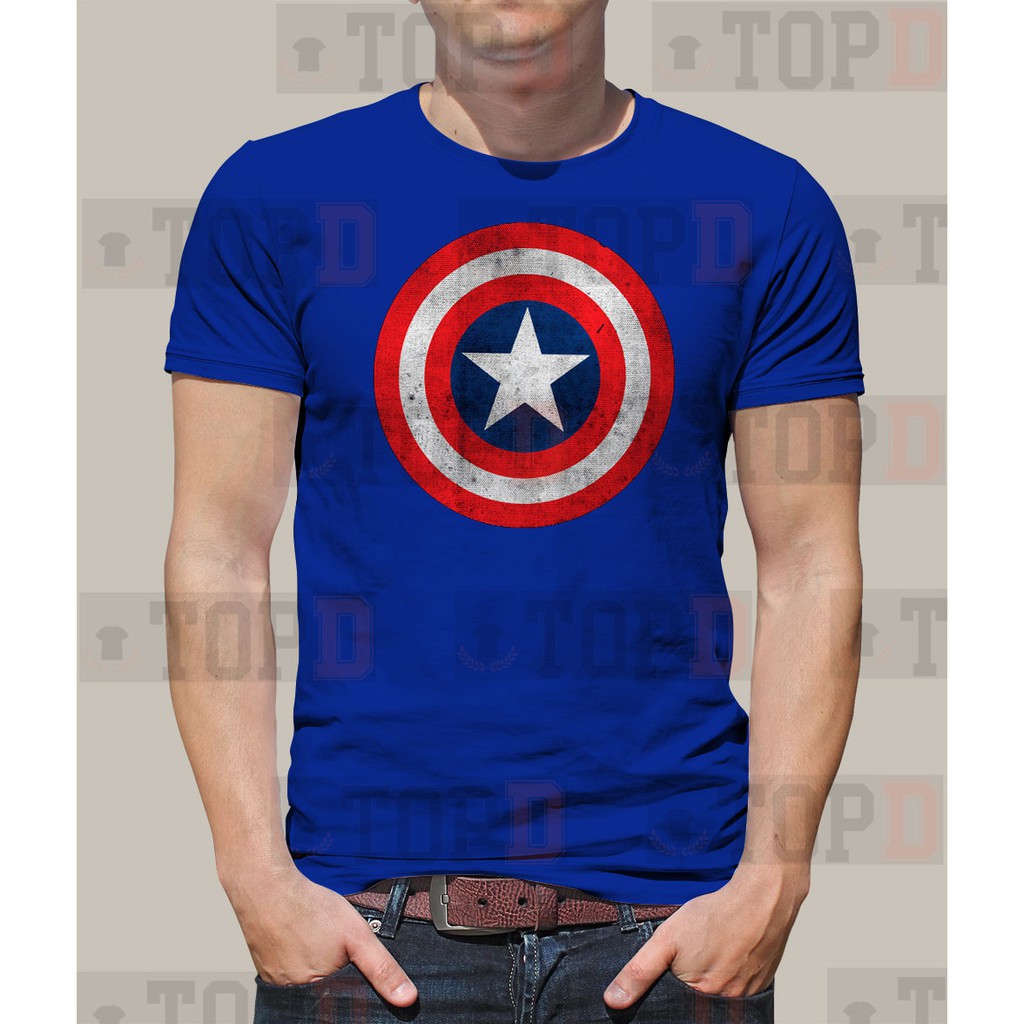 J/X Marvel Avengers Superhero Captain America Shield Distressed T-Shirt ...