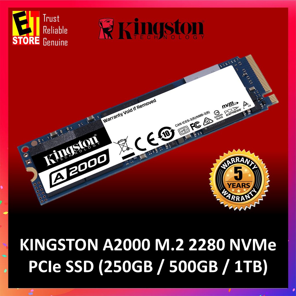 KINGSTON A2000 M.2 2280 NVMe PCIe SSD (250GB / 500GB / 1TB) | Shopee ...