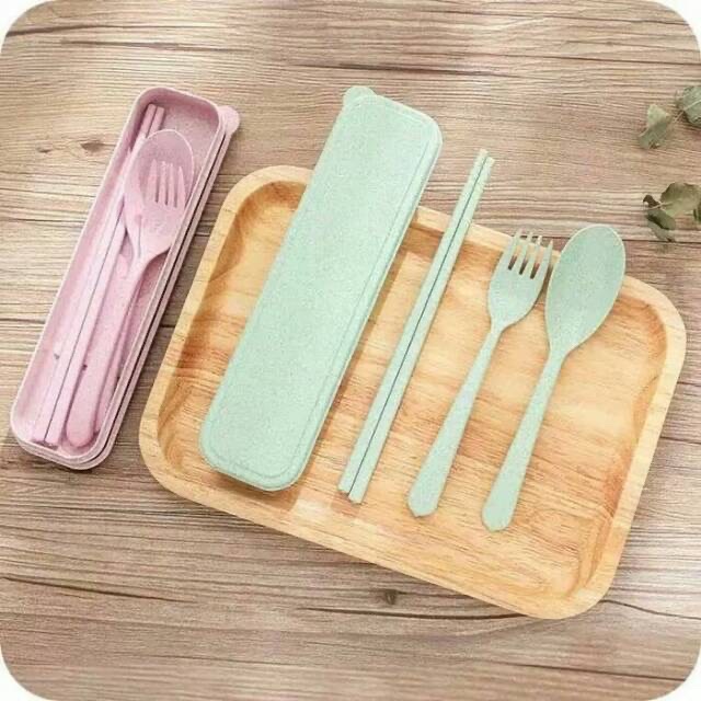 Public 1 Set Kid Cutlery Set Portable Spoon Fork Chopstick Eat Kitchen dining Easy Carry Eco Friendly With Box