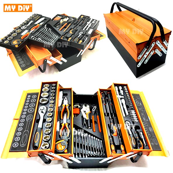 Hot Deals- 85pcs tools set Cantilever Metal Tool Box Set 5 Tier 85pcs 1/4, Memang Berbaloi!!