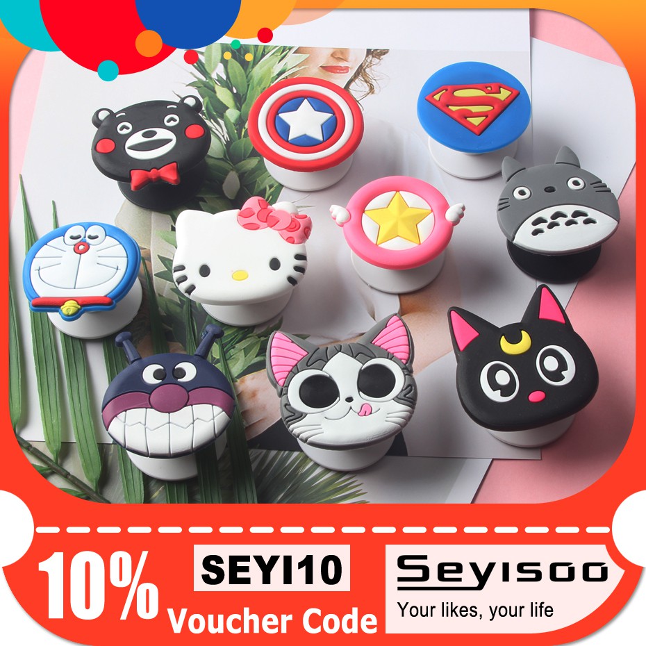shopee: 3D Cartoon Pop Socket Cute Phone Holder Silicone Airbag Stand (0:0:Variation:A01;:::)