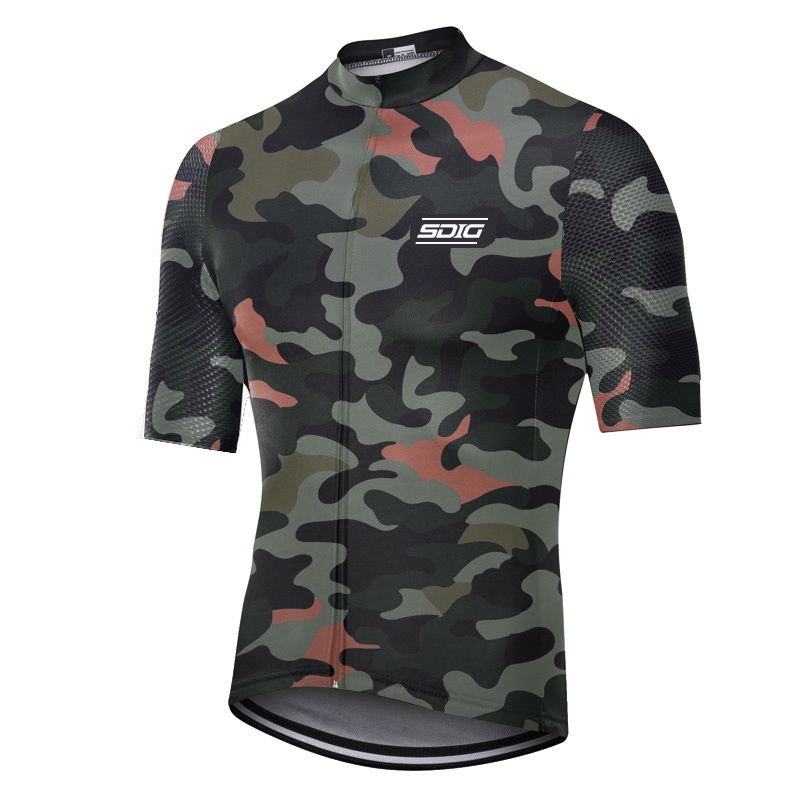 Camouflag Aviation Cycling Jersey Short Sleeve Highway MTB Cycling Shirt Aerodynamic Mesh Fabric on Sleeve and Back