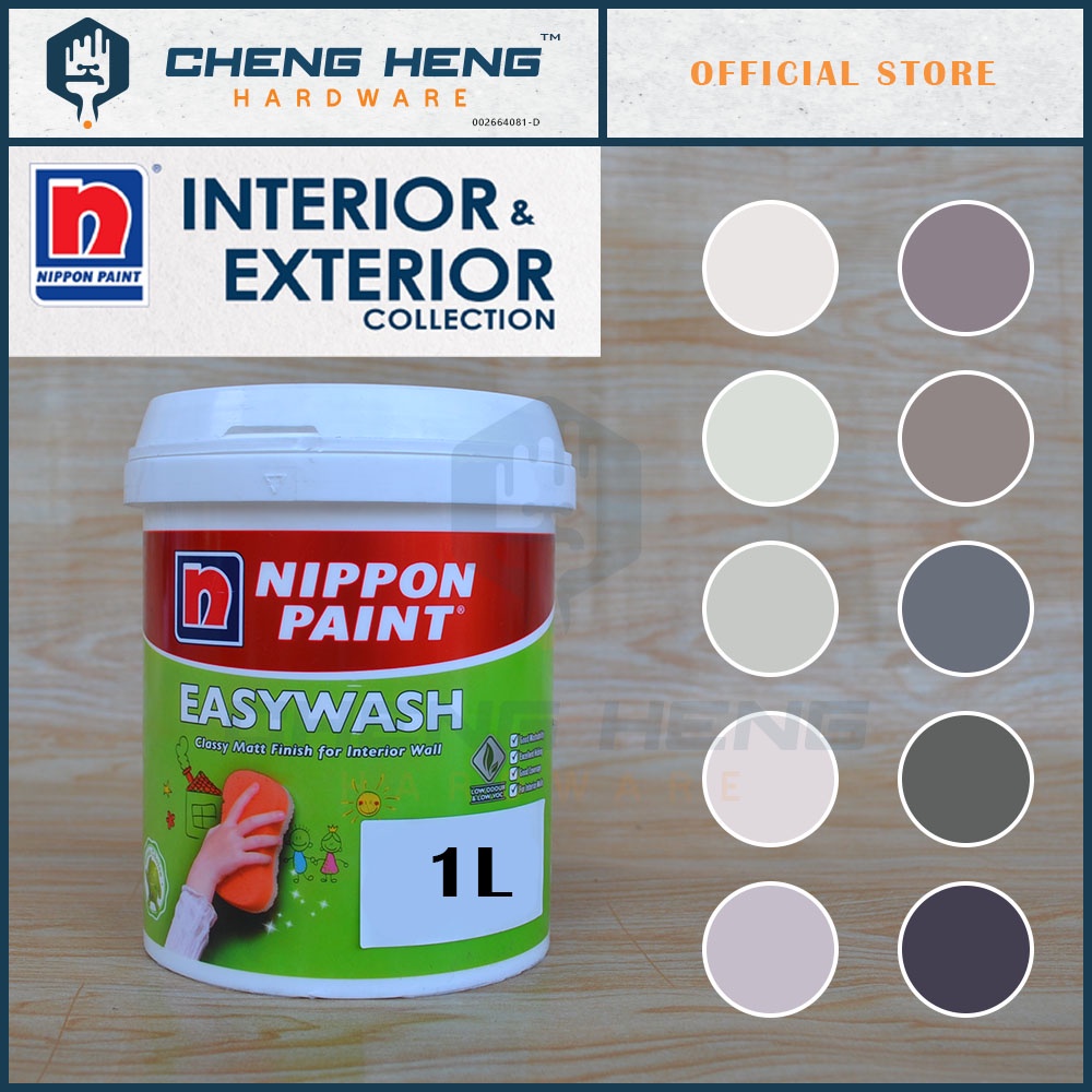 O [Ready Stock] Cat Dalaman Light Grey - Purple - Dark Grey 1L Nippon Paint  Easy Wash (For Internal Wall) | Shopee Malaysia
