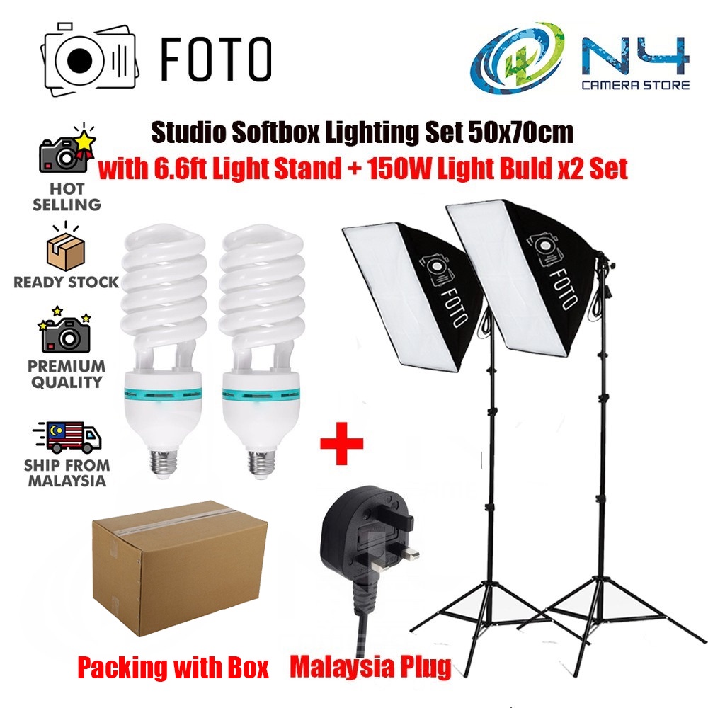 Foto 150W Studio Light Set Softbox Lighting E27 Socket Light Lamp 5500K