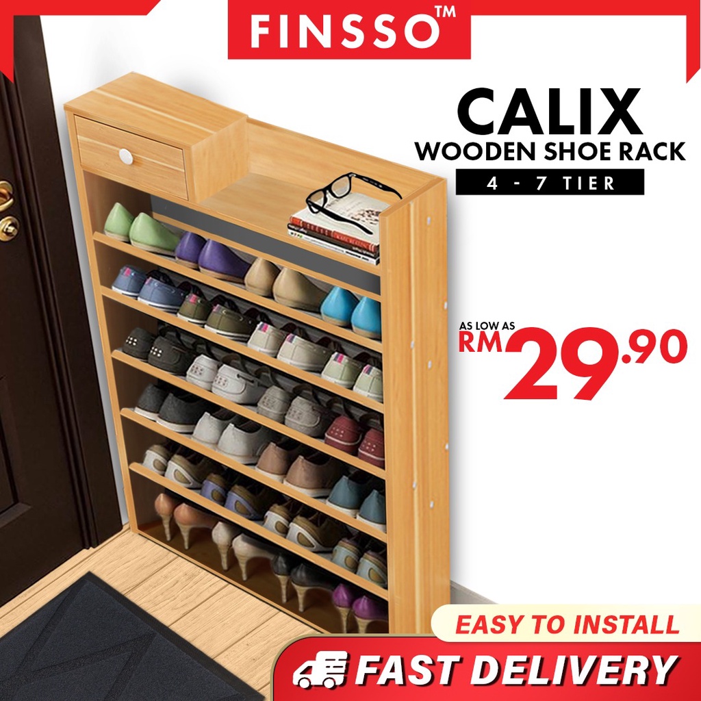 Finsso: Calix Wooden Shoe Rack / Shoe Cabinet /Rak Kasut