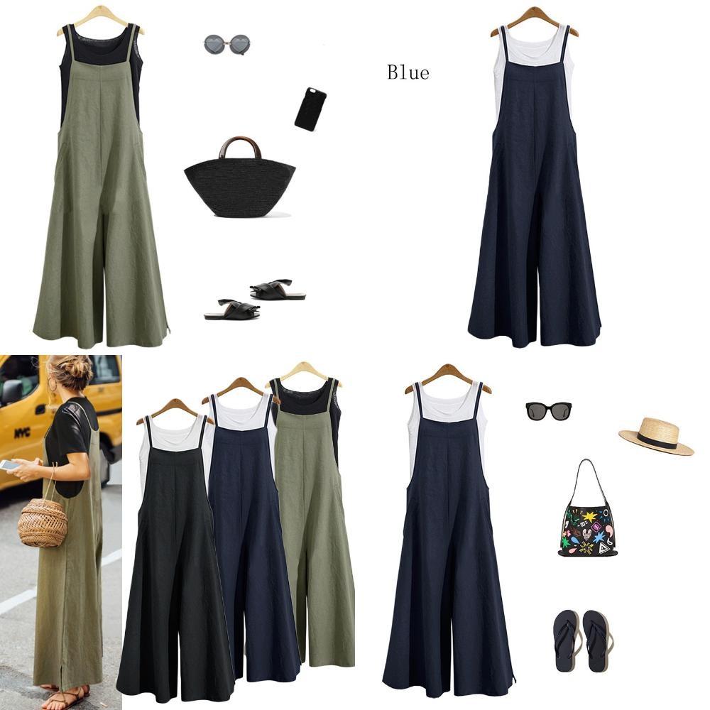 casual loose solid tank jumpsuit for women