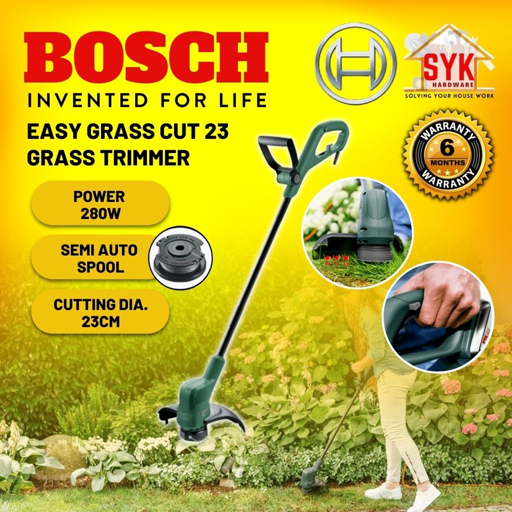 SYK BOSCH Easy Grass Cutter Machine 23 Grass Trimmer 280W Mesin Rumput Mesin Potong Rumput 割草机 - 06008C1H71