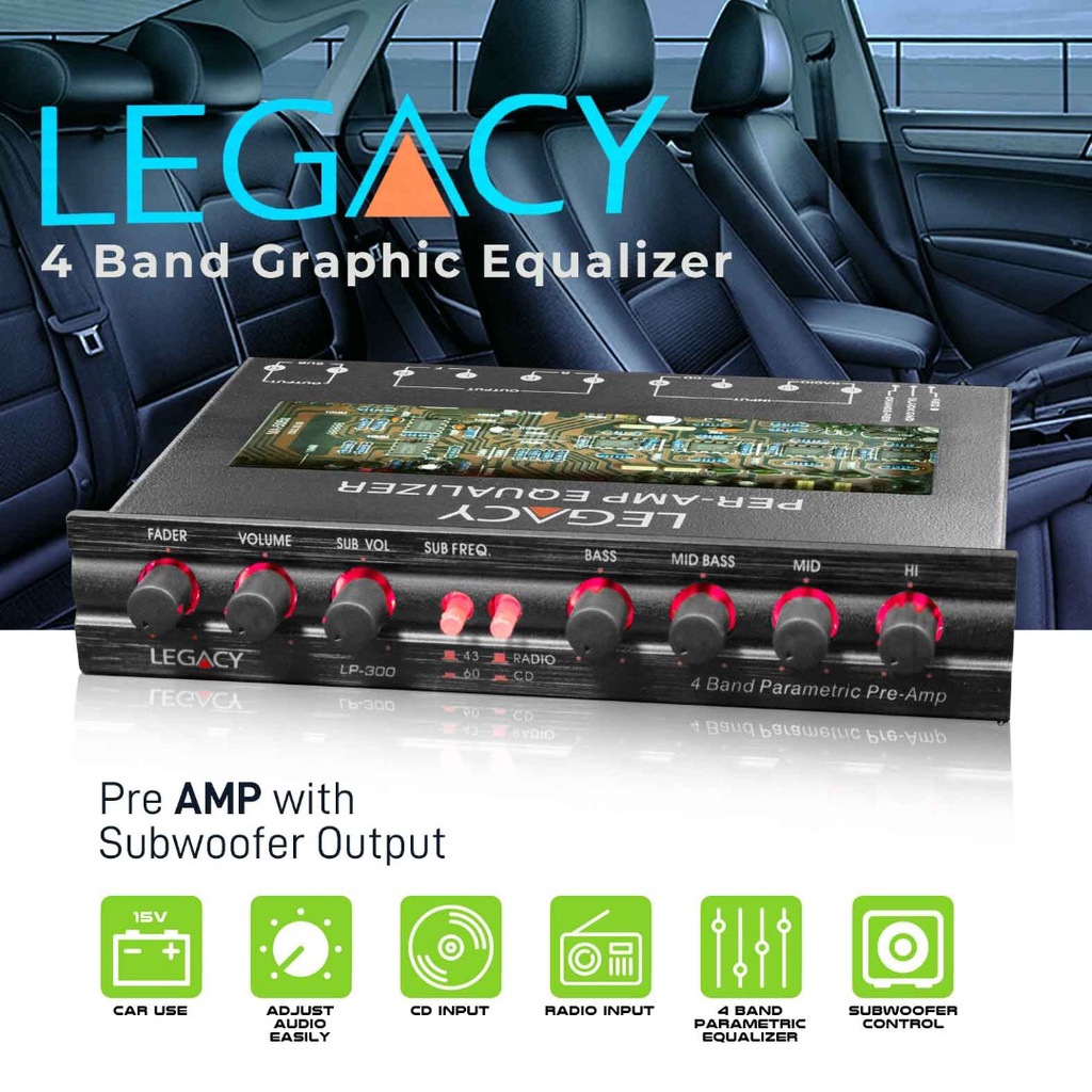 LEGACY LP300 4Band Car PreAmp Car preamp 4band Parametric Preamp