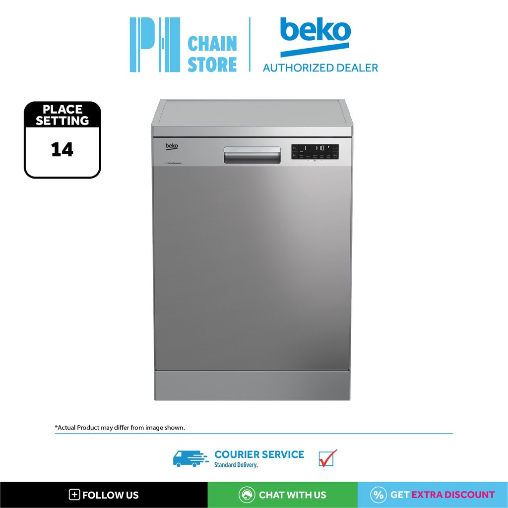 (COURIER SERVICE) BEKO DFN28J21X FREESTANDING DISHWASHER - 14 PLACE SETTINGS