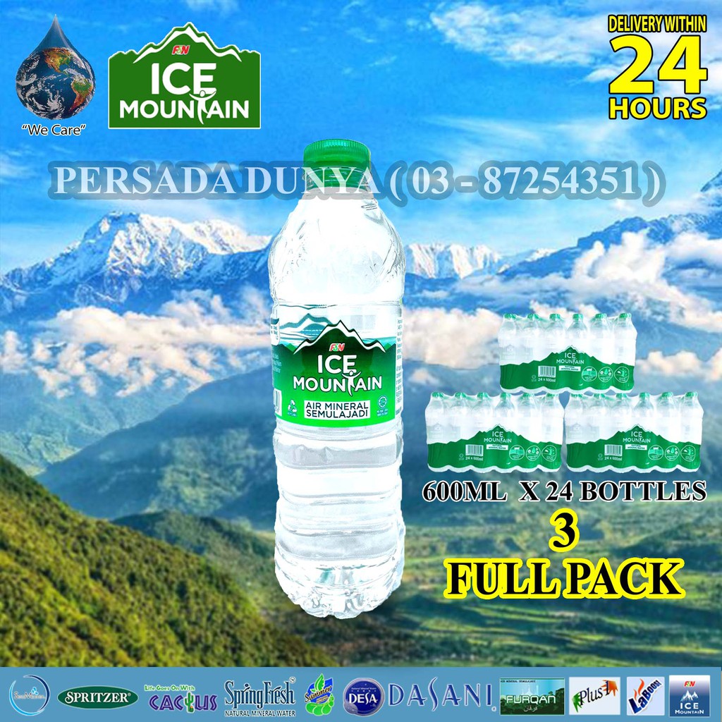 ICE MOUNTAIN Mineral Water Full Pack (600ml x 24 Bottles x 3 Shrink