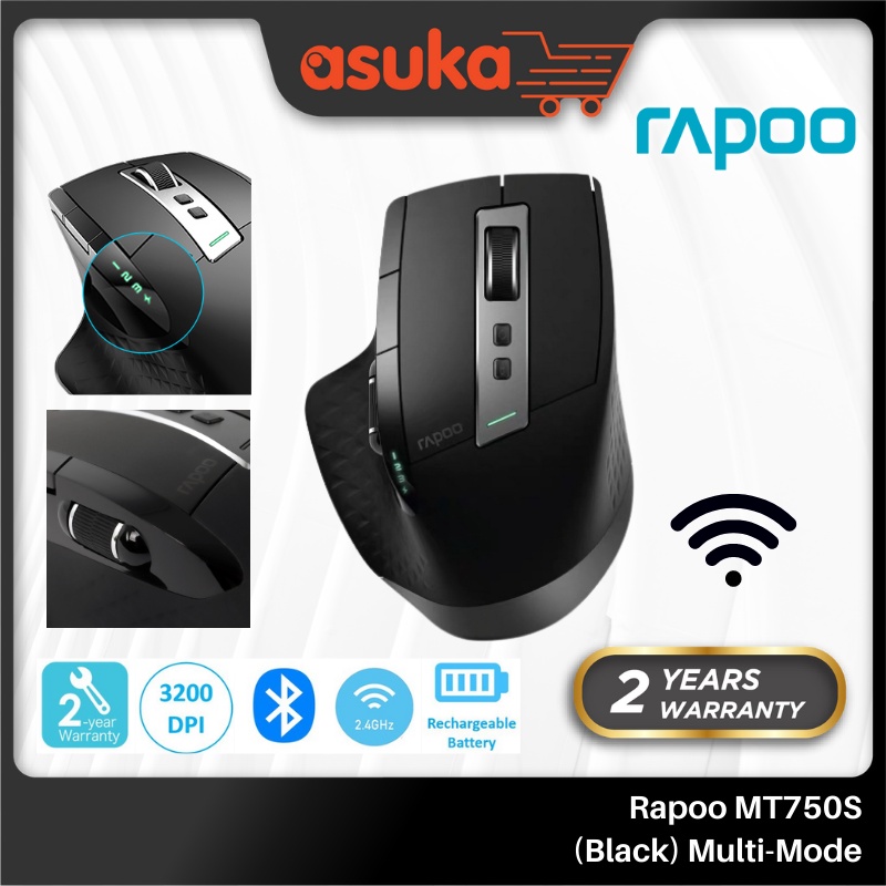Rapoo MT750S (Black) Multi-Mode Wireless 2.4GHz / Bluetooth 4.0 Mouse