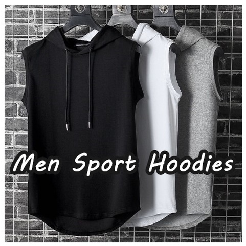 HAPPYPAL Korean Vest Men Trend Sport Vest Tactical Vest Hooded Loose Sleeveless T-shirt Men Baju Tidak Berlengan