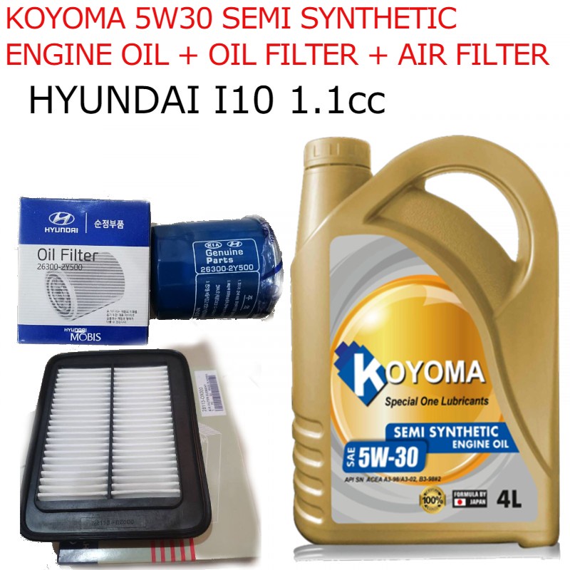 HYUNDAI i10 1.1 AIR FILTER + OIL FILTER + KOYOMA 5W30 SEMI SYNTHETIC