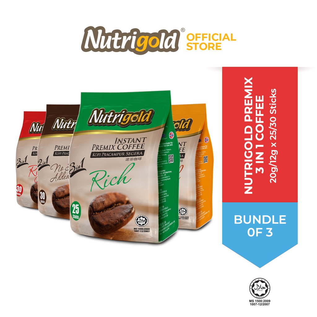 NUTRIGOLD Premix Instant Coffee Mix Regular(30s) + Rich(25s) + Mild