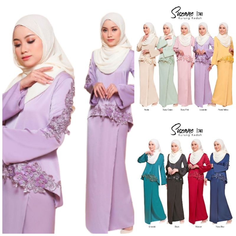 Suzane Kurung Modern S 4XL Baju  Kurung Kedah Suzane 741 